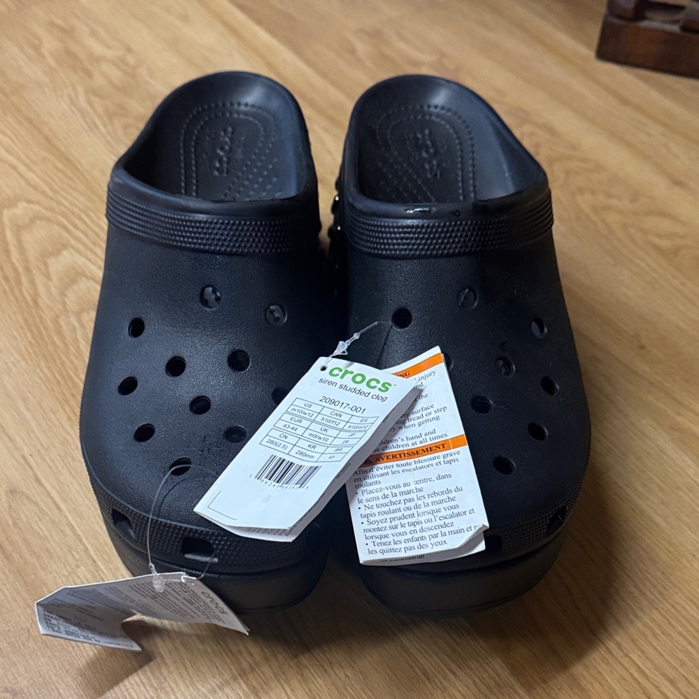 CROCS women’s 12 men’s 10 Black Studded Platform Mules NEW siren studded clog - Picture 3 of 10